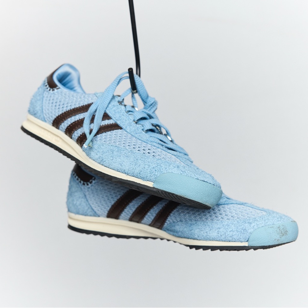 Adidas x Wales Bonner SL76 Light Blue Sneakers with‎ Brown Stripes